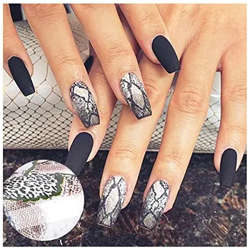10 PCS Snake Nail Foil Transfer Stickers Snake Print Nail Art Supplies Foil Transfers Decals Snake Print Nail Foil Adhesive Sticker for Women Girls Nail Art Decoration DIY Manicure Design