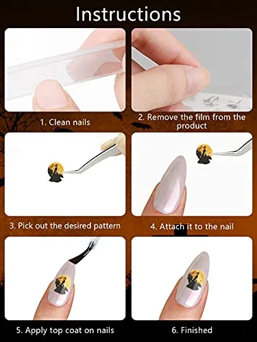 1000  Patterns Halloween Nail Stickers for Nails Art Decals, Lorvain Self-Adhesive 3D Nail Art Stickers Mixed Styles 12 Sheet for Women Girls Kids Halloween Party Decorations Nail Applique DIY Supplies