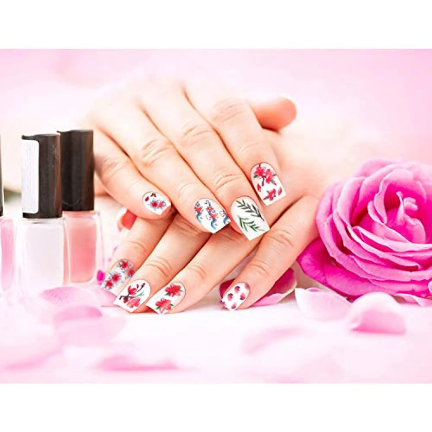 2000  Pieces Nail Art Stickers Adhesive 3D Nail Decals Stickers Leaf Flower Butterfly Nail Stickers with Tweezers for Women Girls DIY Nails Decorations Favors (Flower Themed Series)
