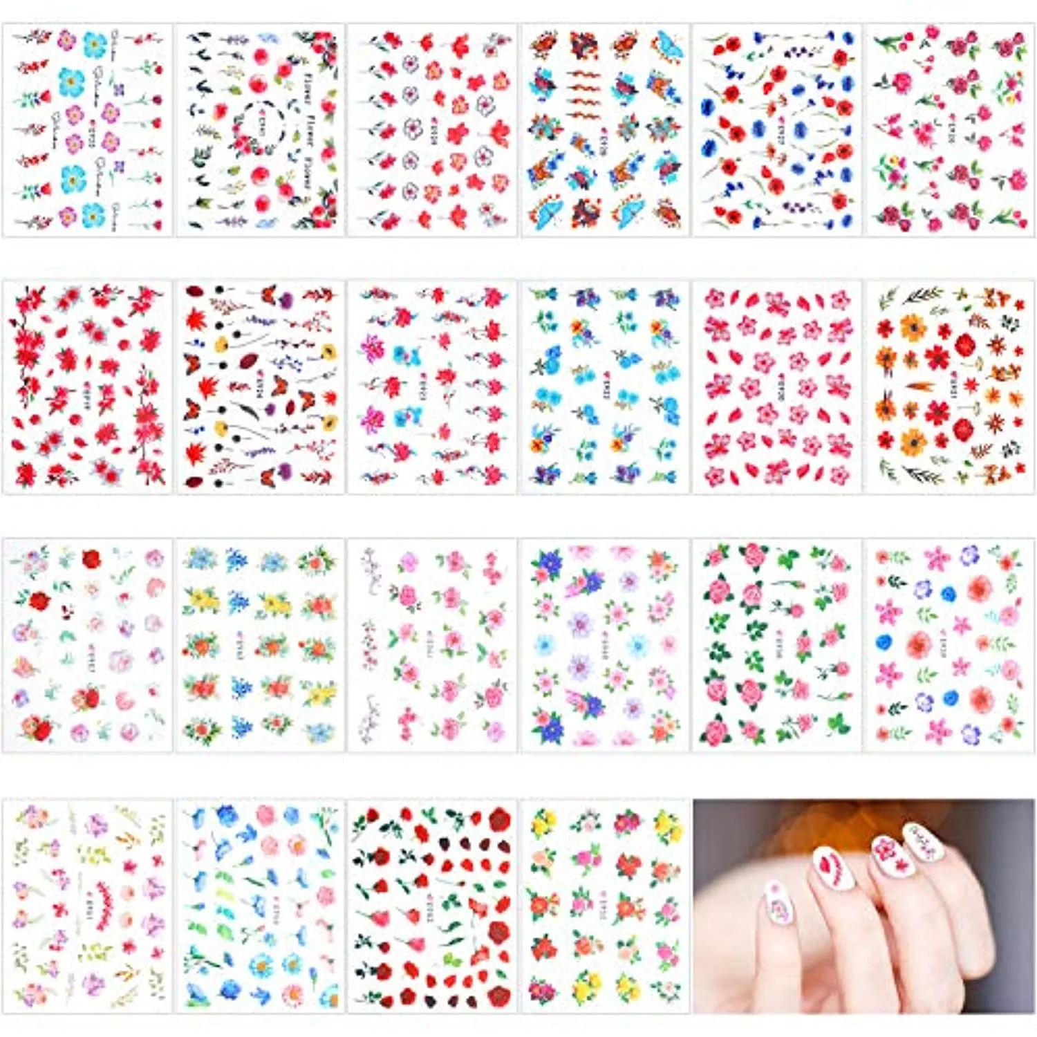 2000  Pieces Nail Art Stickers Adhesive 3D Nail Decals Stickers Leaf Flower Butterfly Nail Stickers with Tweezers for Women Girls DIY Nails Decorations Favors (Flower Themed Series)