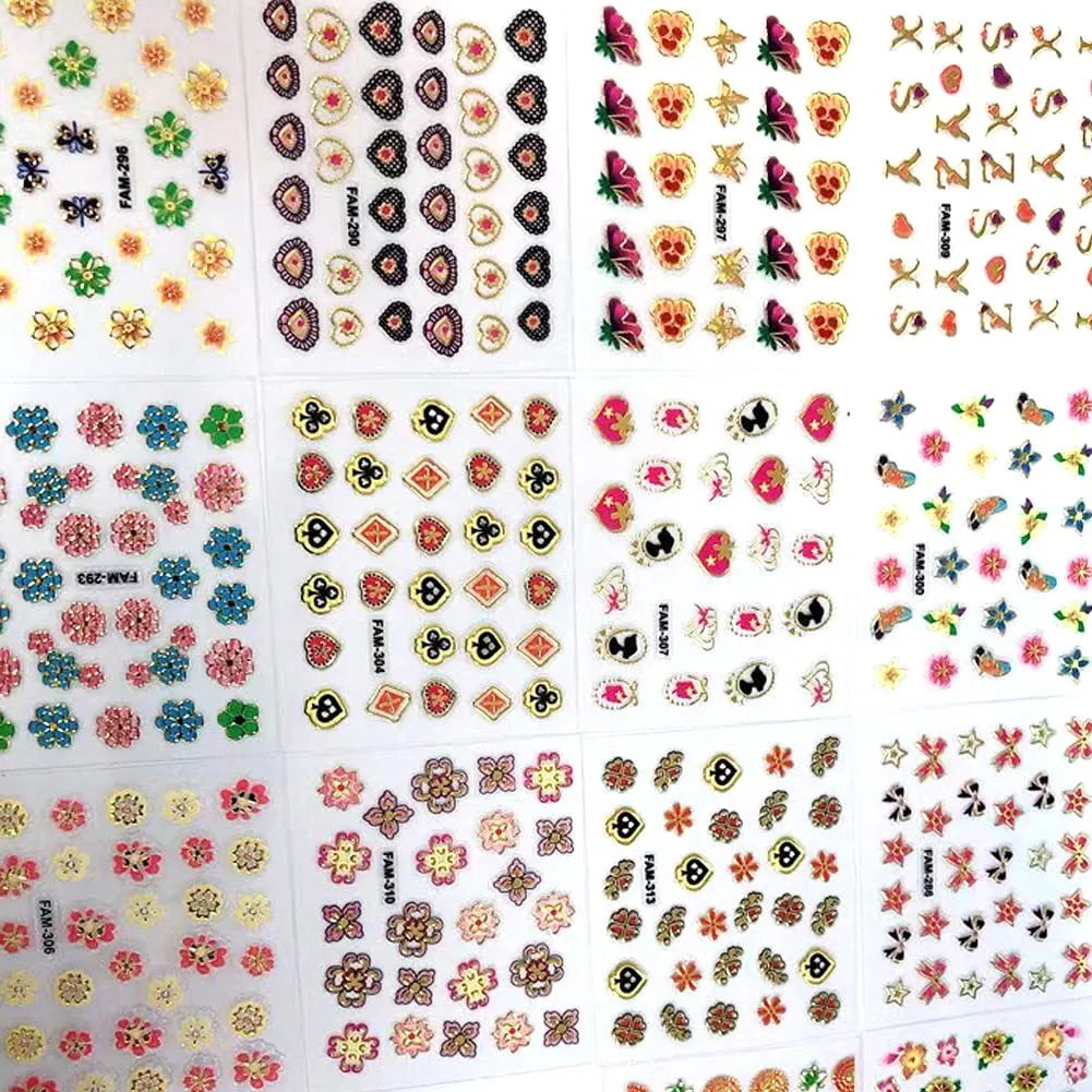 30 Sheets 3D Nail Art Stickers,Gold/Flower Design Luxury Nail Self-Adhesive Decals Rose Flower Letters Metallic Nail Stickers for Women Girls Salon Home DIY Nail Decoration Accessories