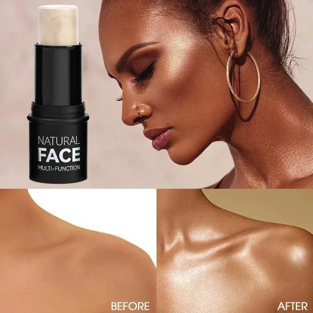 4 Colors Shimmer Water Light Highlighter Stick: Blush Stick for Face and Body, Illuminator Cosmetics for Face Contouring to Brighten Makeup.