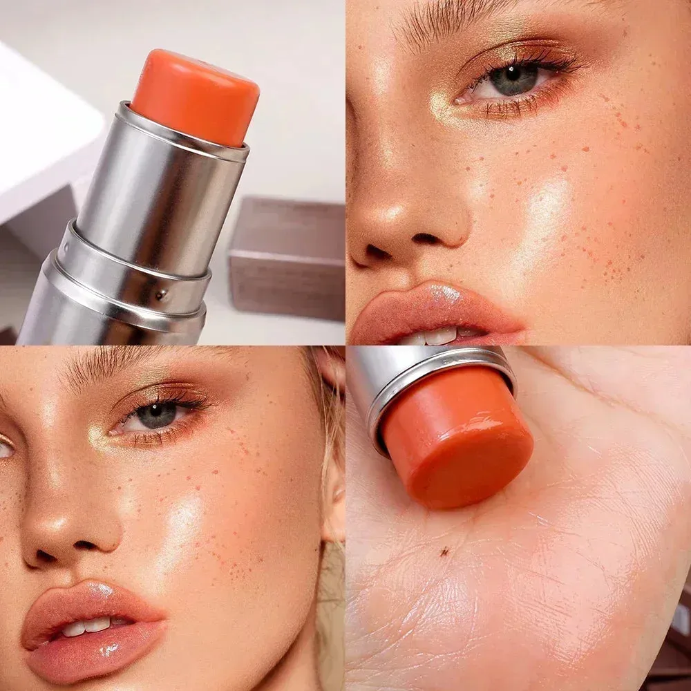 4 Colors Shimmer Water Light Highlighter Stick: Blush Stick for Face and Body, Illuminator Cosmetics for Face Contouring to Brighten Makeup.