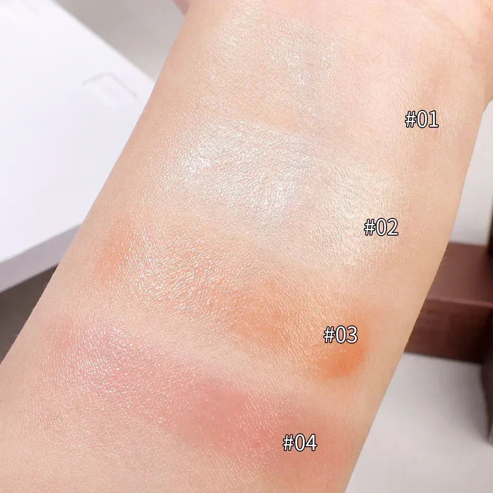 4 Colors Shimmer Water Light Highlighter Stick: Blush Stick for Face and Body, Illuminator Cosmetics for Face Contouring to Brighten Makeup.