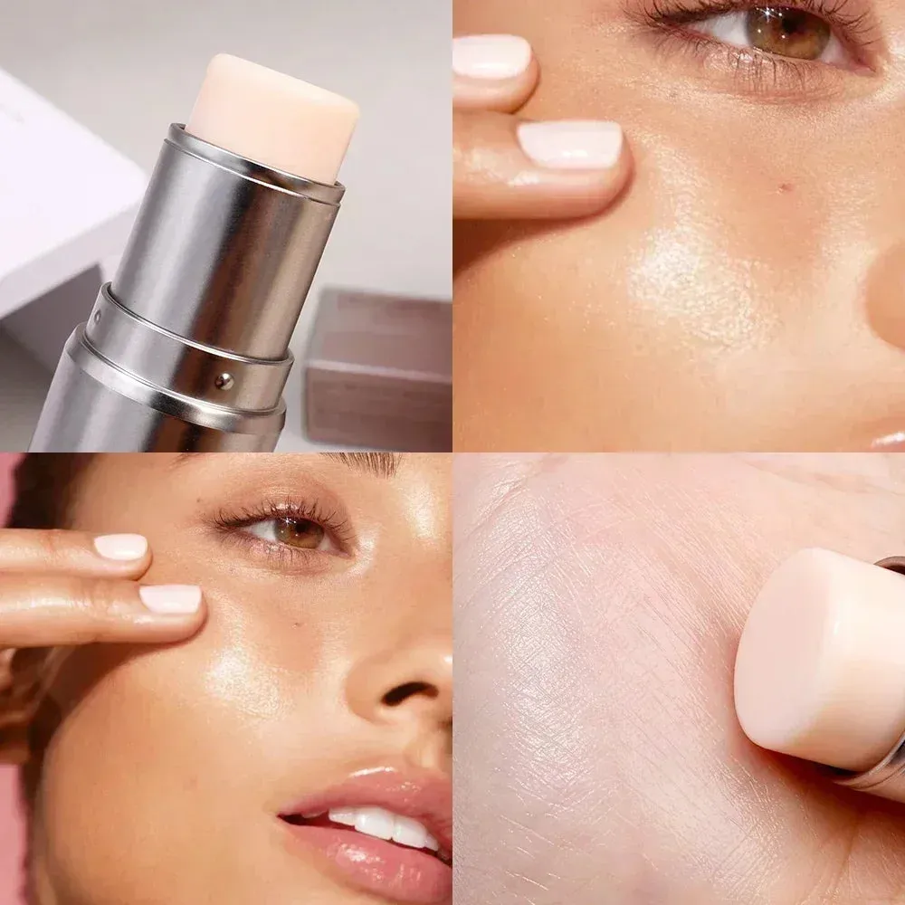 4 Colors Shimmer Water Light Highlighter Stick: Blush Stick for Face and Body, Illuminator Cosmetics for Face Contouring to Brighten Makeup.