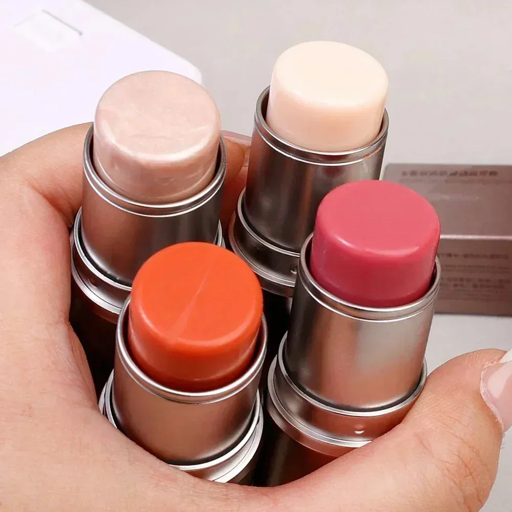 4 Colors Shimmer Water Light Highlighter Stick: Blush Stick for Face and Body, Illuminator Cosmetics for Face Contouring to Brighten Makeup.
