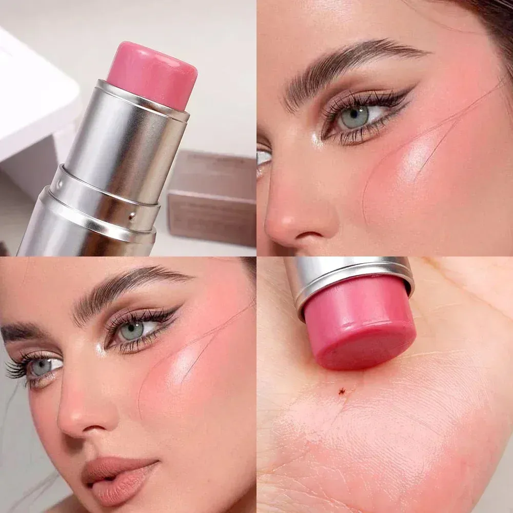 4 Colors Shimmer Water Light Highlighter Stick: Blush Stick for Face and Body, Illuminator Cosmetics for Face Contouring to Brighten Makeup.