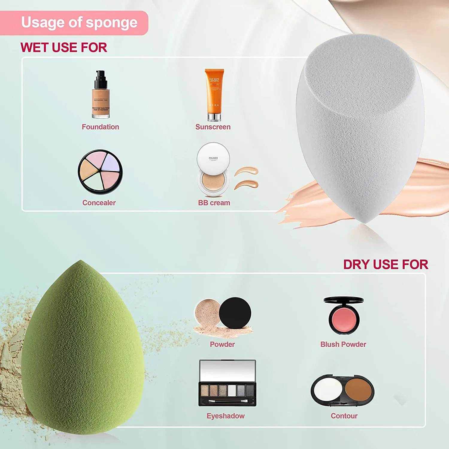4 Sets  Makeup Sponge Eggs