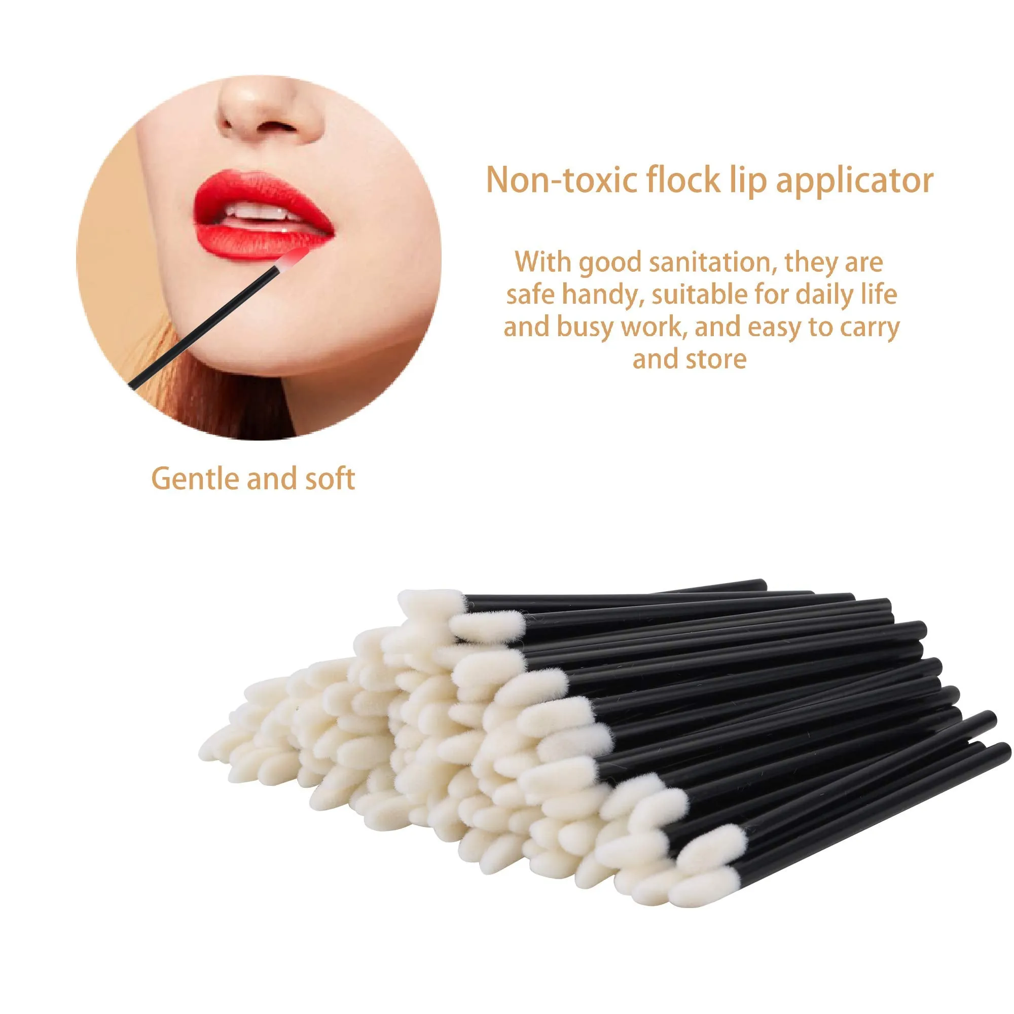 400PCS Disposable Lip Brushes Lip Gloss Applicators Make Up Brush Lipstick Lip Gloss Wands Makeup Applicators Brushes Applicator Tool Makeup Beauty Tool Kits Disposable Lip Brushes Tool Kits Black