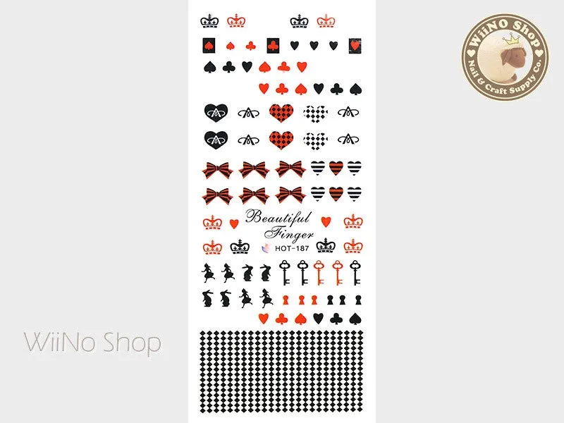 Alice Poker Water Slide Nail Art Decals - 1pc (HOT-187)