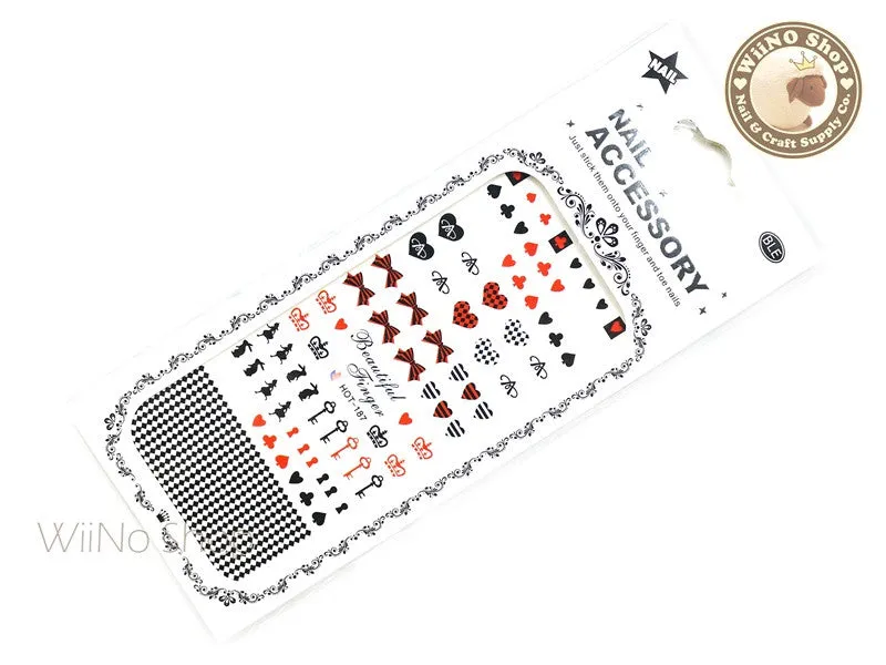 Alice Poker Water Slide Nail Art Decals - 1pc (HOT-187)
