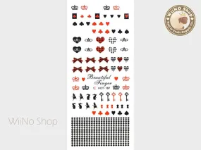 Alice Poker Water Slide Nail Art Decals - 1pc (HOT-187)