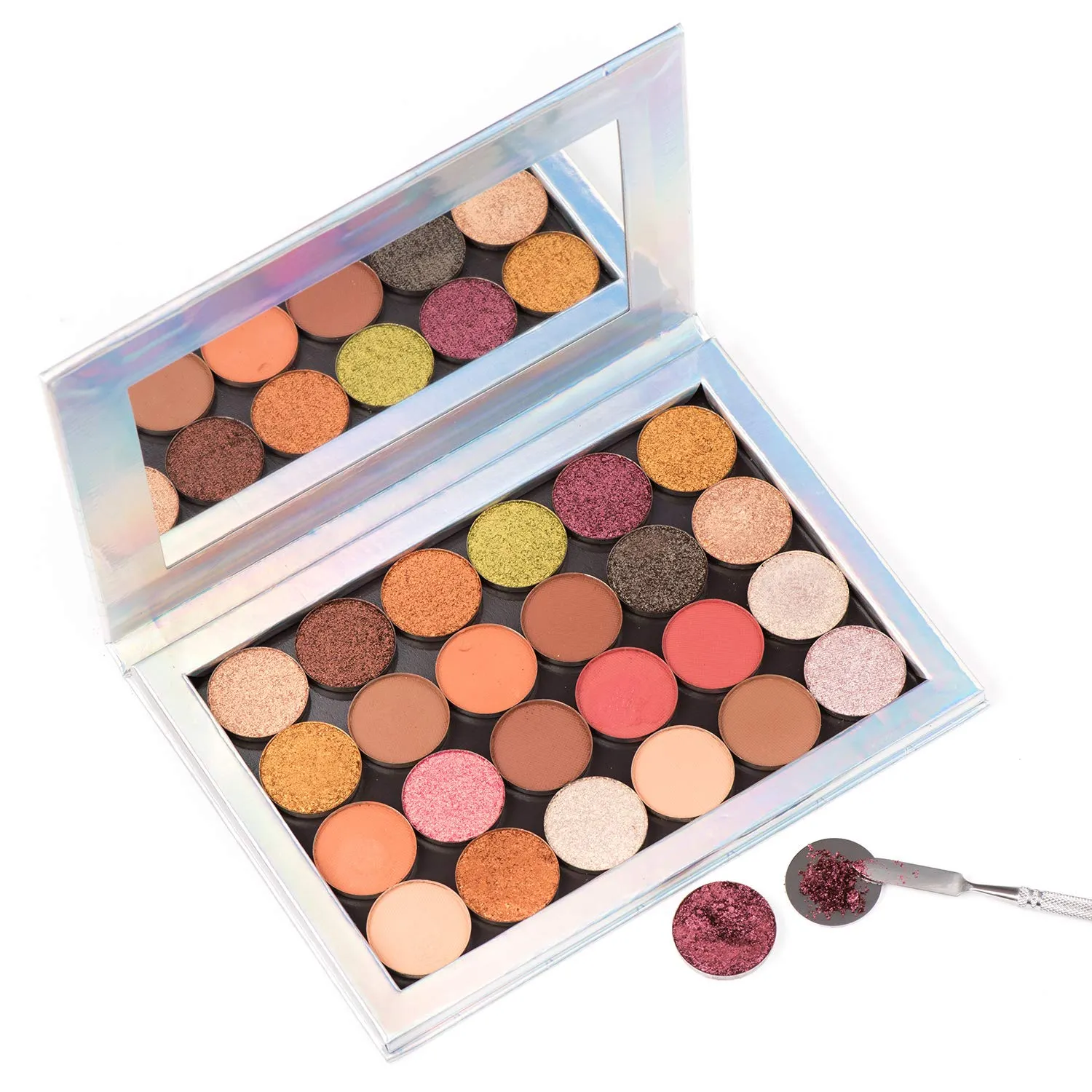 Allwon 100Pcs Metal Stickers for Magnetic Palette Empty Eyeshadow Makeup Palette   Depotting Spatula (50Pcs Round   50Pcs Square)
