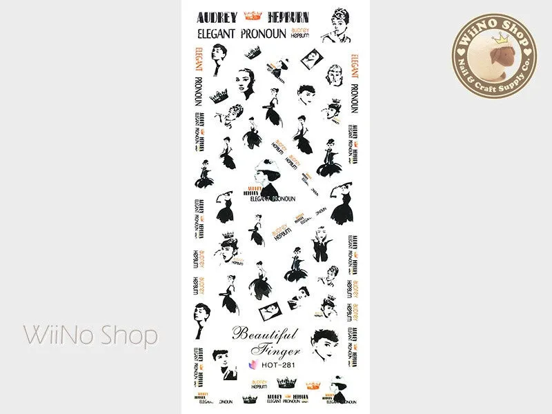 Audrey Hepburn Water Slide Nail Art Decals - 1pc (HOT-281)