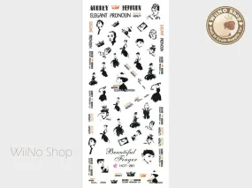 Audrey Hepburn Water Slide Nail Art Decals - 1pc (HOT-281)