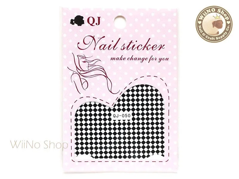 Black Checker Water Slide Nail Art Decals - 1pc (QJ-050)