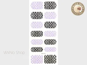 Black Purple Floral Pattern Water Slide Nail Art Decals - 1 pc (DS-014)