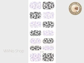 Black Purple Rose Pattern Water Slide Nail Art Decals - 1 pc (DS-016)