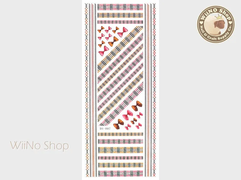 Classic Plaid Pattern Water Slide Nail Art Decals - 1 pc (DS-007)