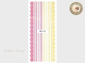 Colorful Lace Water Slide Nail Art Decals - 1 pc (DS-084)