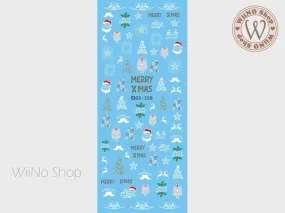 Cute Owl Christmas Water Slide Nail Art Decals - 1pc (DS-358)