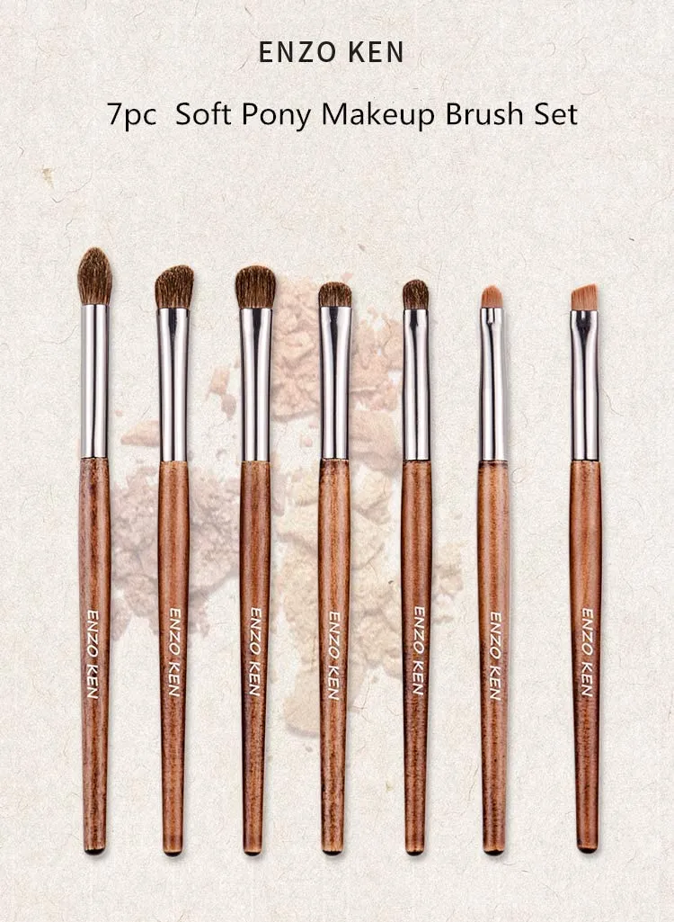 ENZO KEN Natural Pony Hair Eye Shadow Brush Set, Small Eyeshadow Brushes Set, Eye Makeup Brushes Set Professional, Small Nose Contour Brush, Angled Eyeshadow Brush, Eye Brush, Eyeshadow Blending Brush