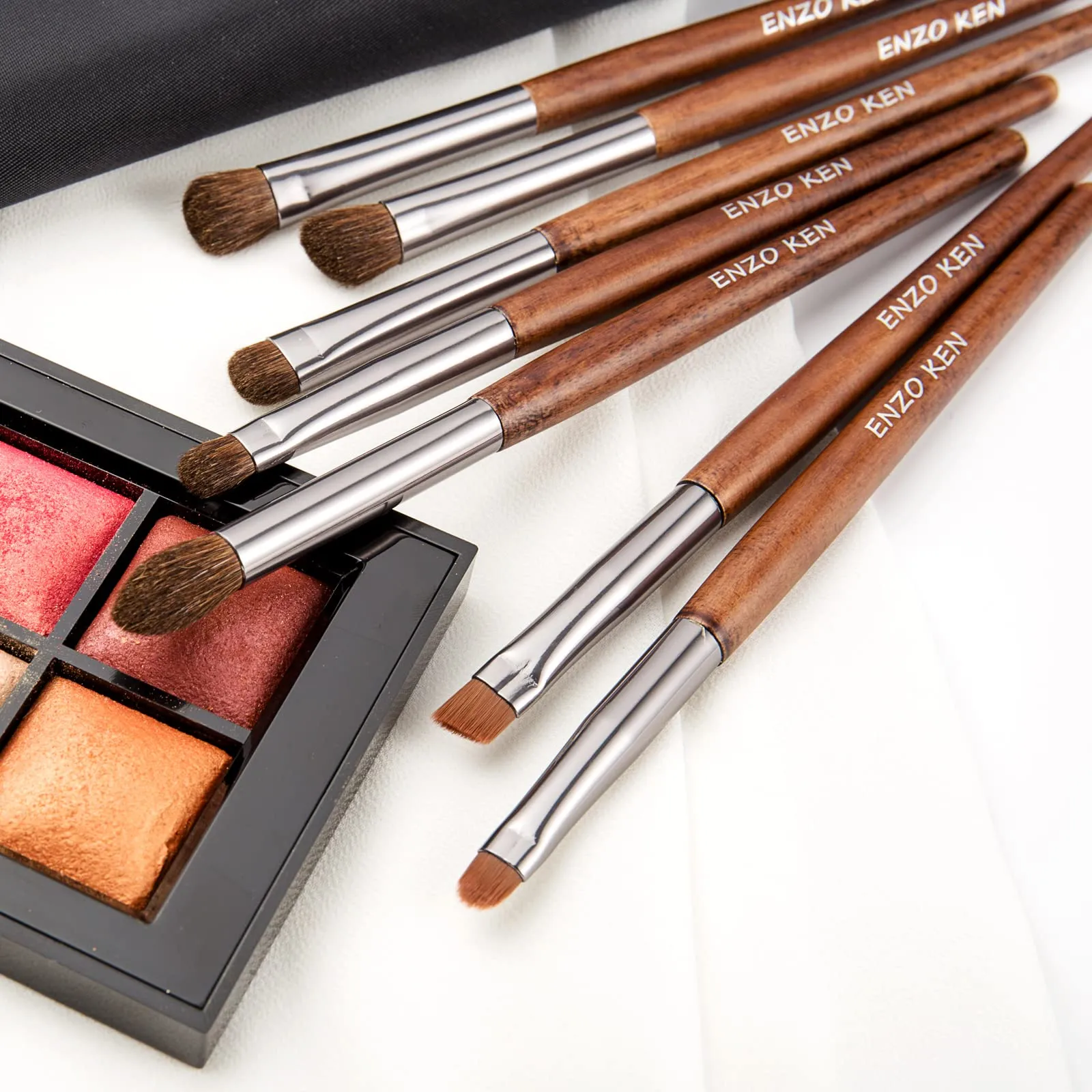 ENZO KEN Natural Pony Hair Eye Shadow Brush Set, Small Eyeshadow Brushes Set, Eye Makeup Brushes Set Professional, Small Nose Contour Brush, Angled Eyeshadow Brush, Eye Brush, Eyeshadow Blending Brush
