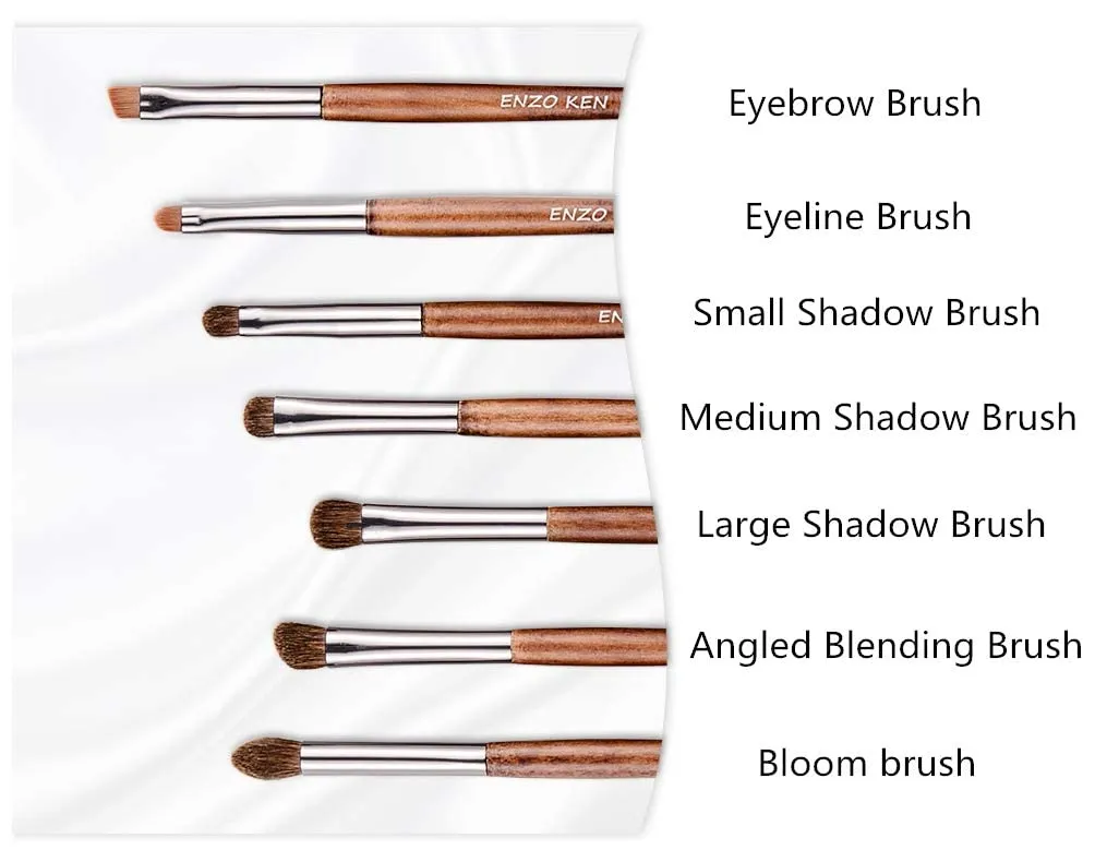 ENZO KEN Natural Pony Hair Eye Shadow Brush Set, Small Eyeshadow Brushes Set, Eye Makeup Brushes Set Professional, Small Nose Contour Brush, Angled Eyeshadow Brush, Eye Brush, Eyeshadow Blending Brush