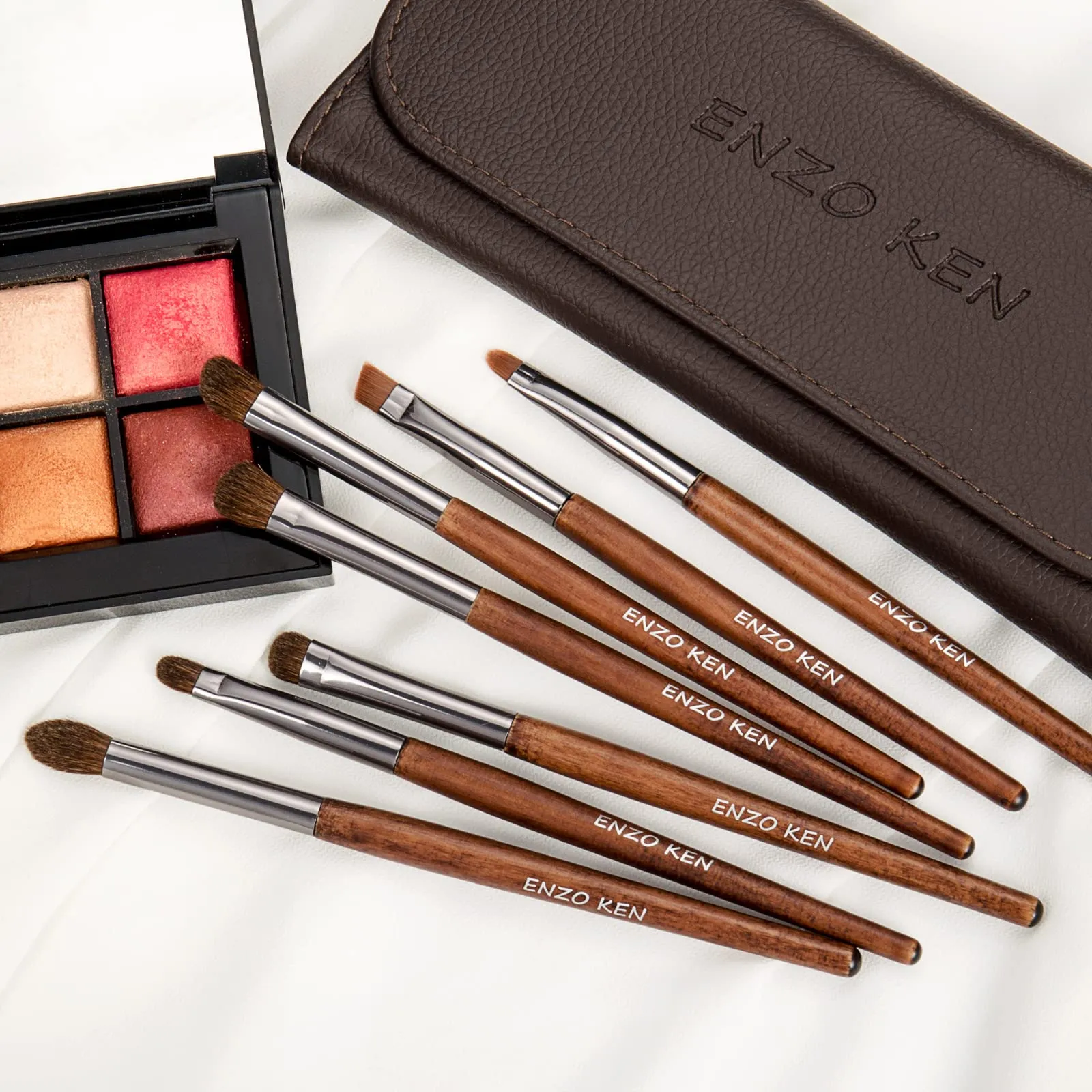 ENZO KEN Natural Pony Hair Eye Shadow Brush Set, Small Eyeshadow Brushes Set, Eye Makeup Brushes Set Professional, Small Nose Contour Brush, Angled Eyeshadow Brush, Eye Brush, Eyeshadow Blending Brush