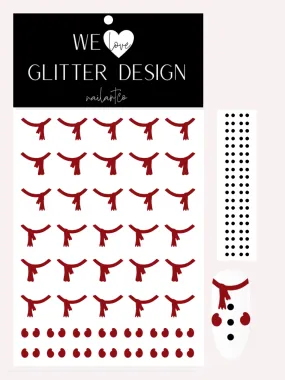 Full Nail Snowman Nail Decal | Dark Red