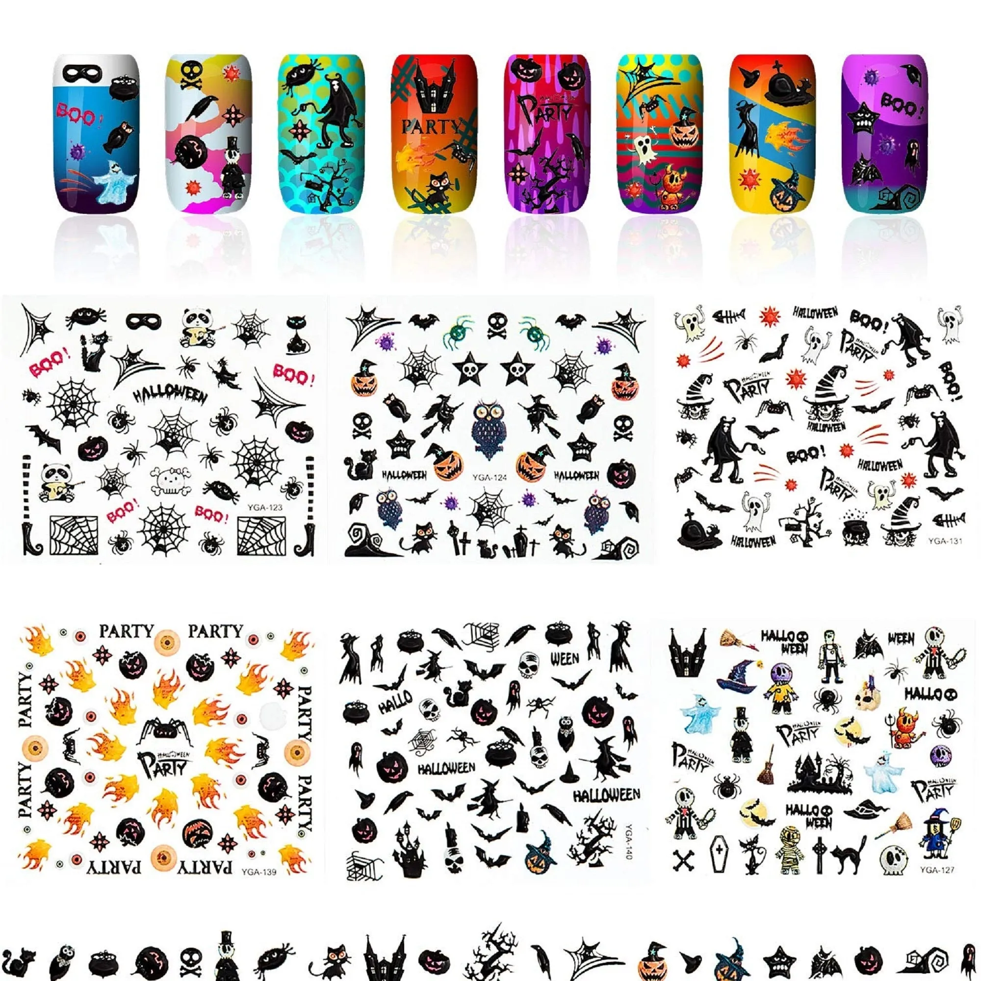 Halloween Nail Art Stickers Gothic Design Day of the Dead Dia De Los Muertos Sugar Skull