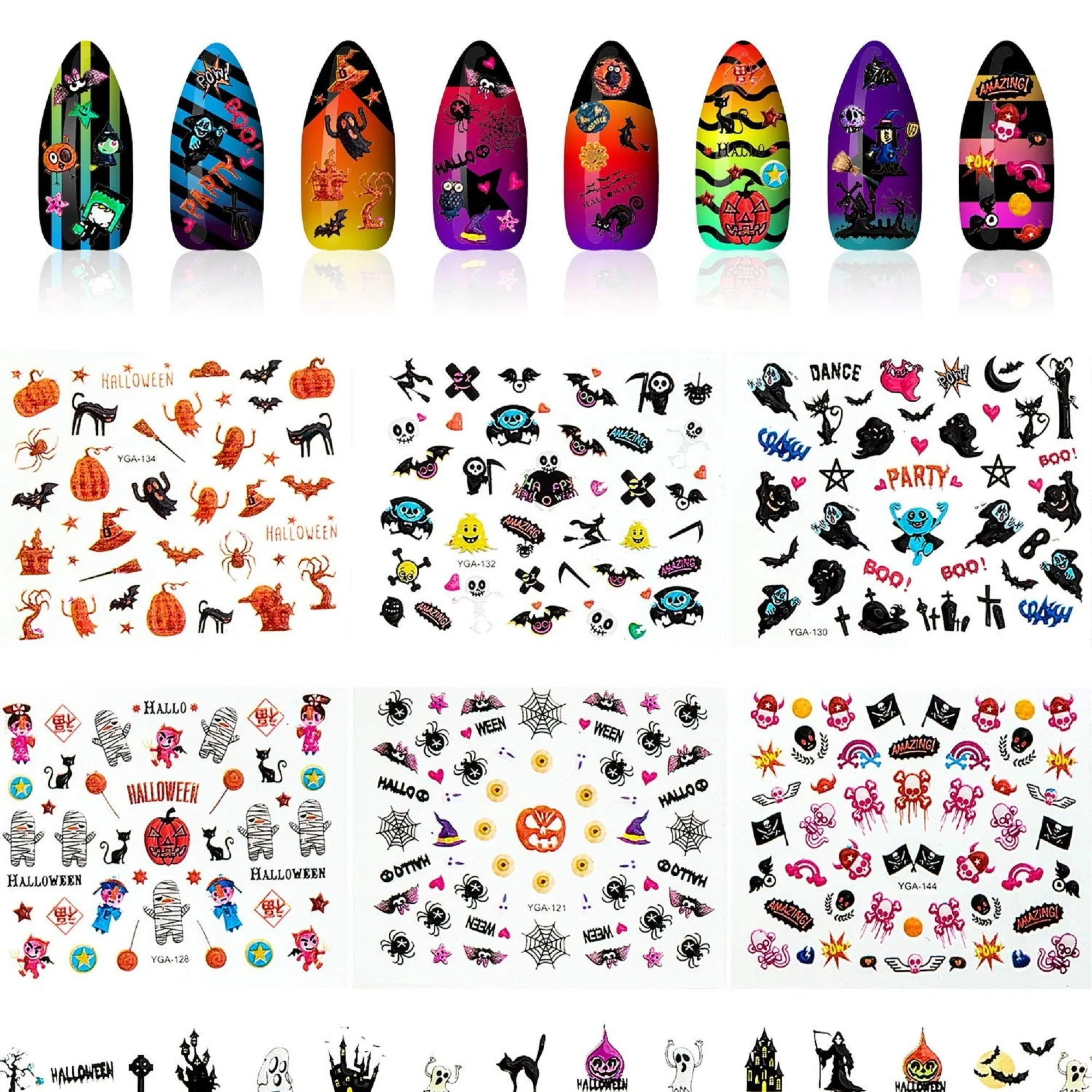 Halloween Nail Art Stickers Gothic Design Day of the Dead Dia De Los Muertos Sugar Skull