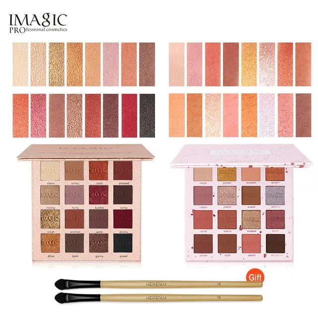 IMAGIC Fashion Eyeshadow Palette 16 Color Matte Eye Shadow Palette Lasting Makeup Nude Makeup Set Cosmetics Send Brush