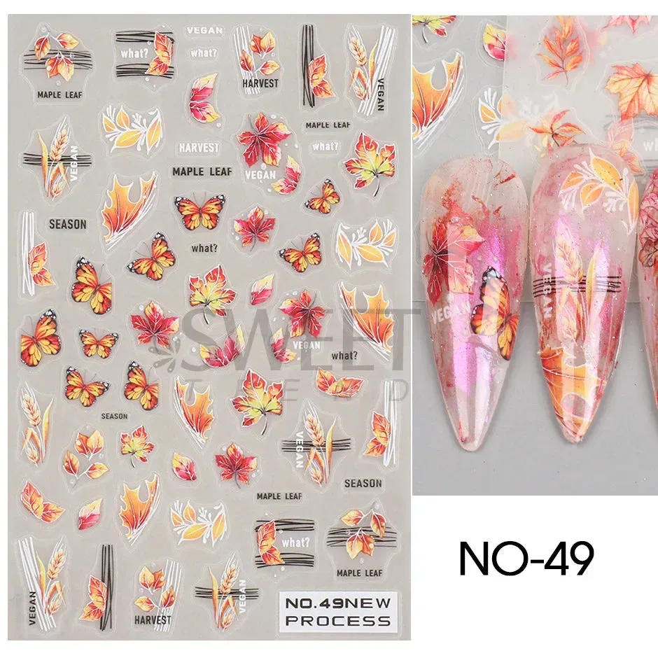 Joskaa 3D Halloween Ghost Skull Nail Art Stickers Cute Pumpkin Spider Web Design Adhesive Cartoon Nail Decals Sliders Decor Manicure