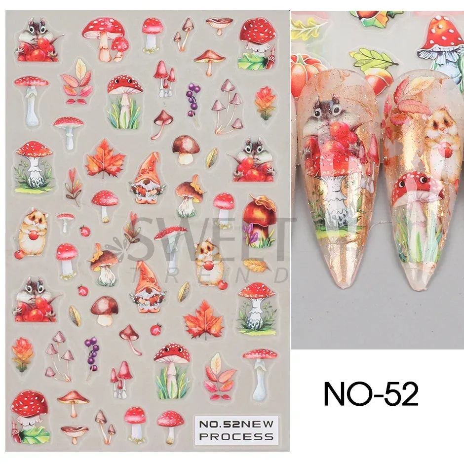 Joskaa 3D Halloween Ghost Skull Nail Art Stickers Cute Pumpkin Spider Web Design Adhesive Cartoon Nail Decals Sliders Decor Manicure