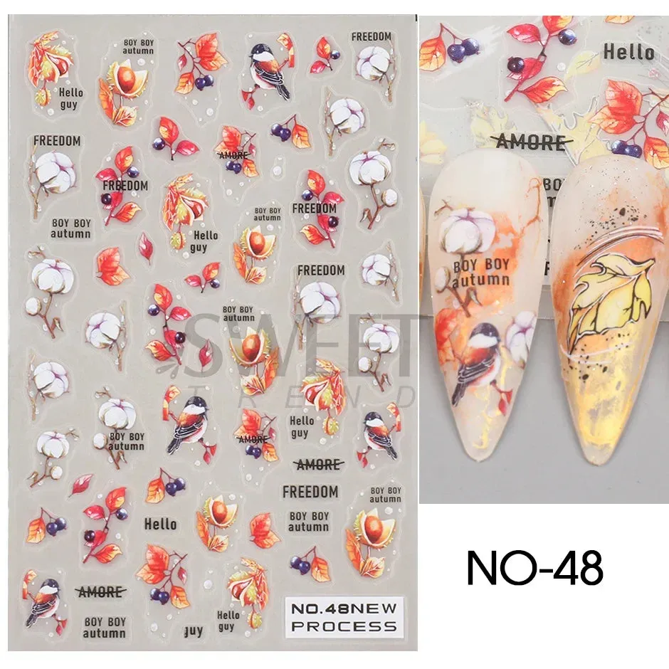 Joskaa 3D Halloween Ghost Skull Nail Art Stickers Cute Pumpkin Spider Web Design Adhesive Cartoon Nail Decals Sliders Decor Manicure