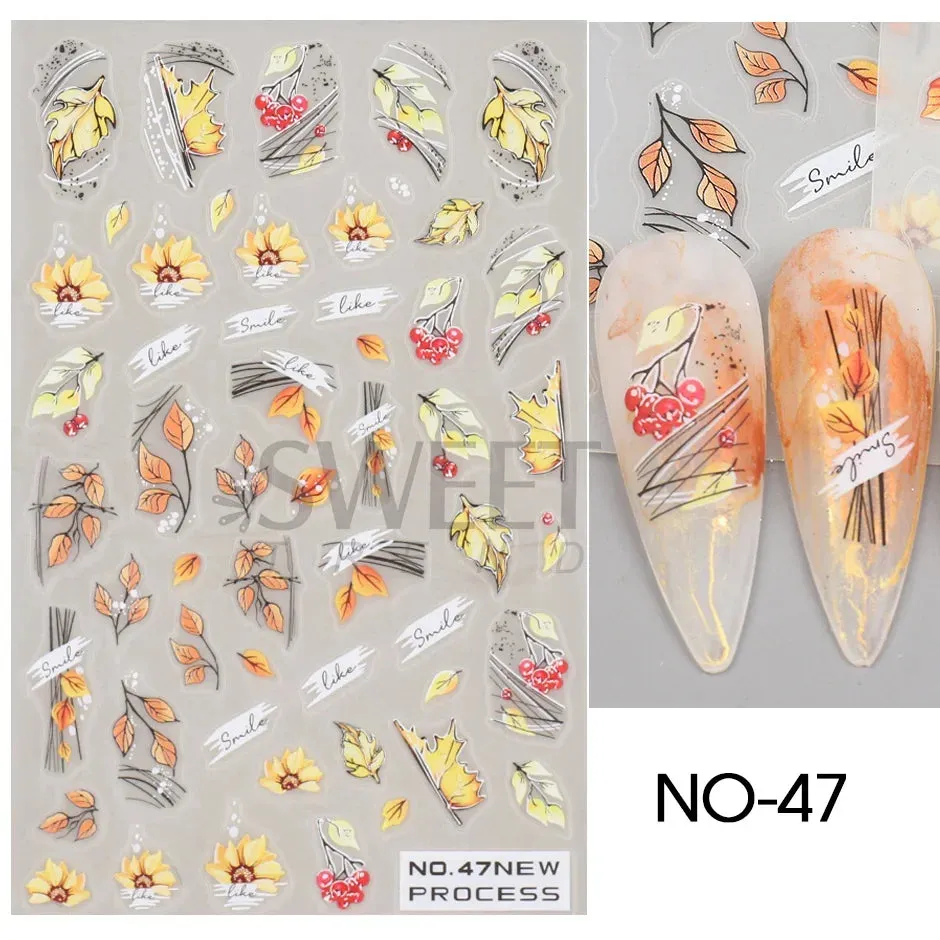 Joskaa 3D Halloween Ghost Skull Nail Art Stickers Cute Pumpkin Spider Web Design Adhesive Cartoon Nail Decals Sliders Decor Manicure