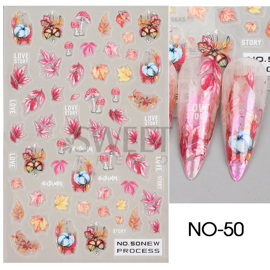 Joskaa 3D Halloween Ghost Skull Nail Art Stickers Cute Pumpkin Spider Web Design Adhesive Cartoon Nail Decals Sliders Decor Manicure