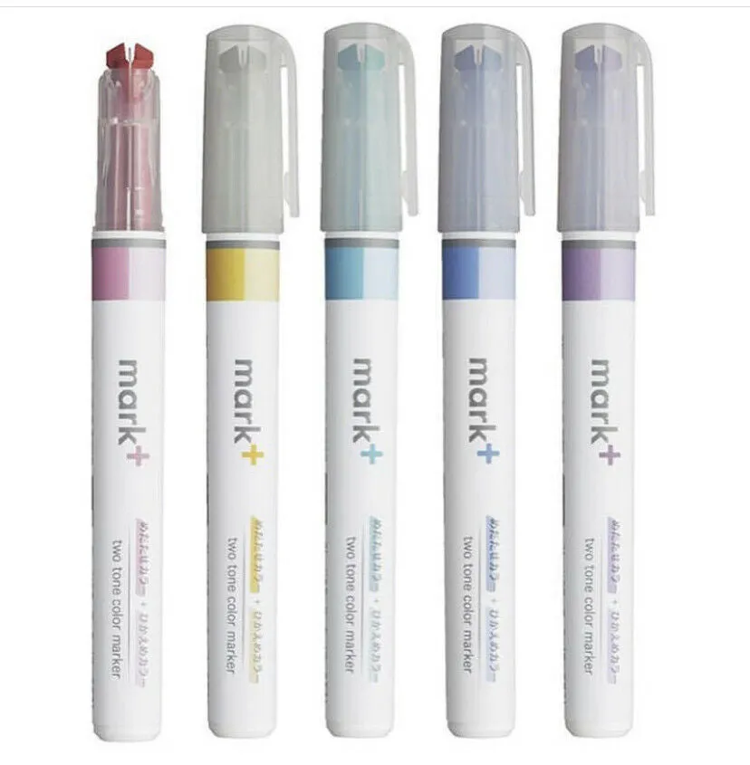 Kokuyo Mark  Dual Tone Highlighter - 5 Color Set