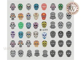 M 699 Sugar Skull Water Slide Nail Art Decals - 1pc