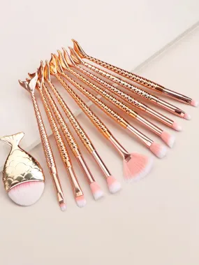 Makeup Brush Sets, 11pcs Cartoon Cute Fish Scale