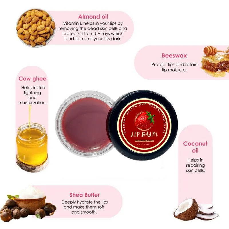 Natural Health and Herbal products Strawberry Crush Lip Moisturizer Smooth & Luscious Lip Maroon Tinted Shea Butter 12 Hrs Miniaturization, Long Lasting, Romantic, Kissable, Smooth Enriched, Care- 8g