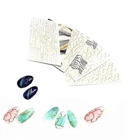 NonaTheo 6 Sheets Nail Art Stickers Self-Adhesive | Nail Foil | Gold Customized Nail Decals for Fake Nail | Nail Art Decorations Accessories