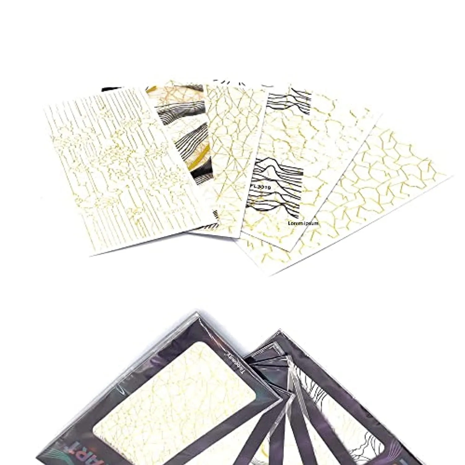 NonaTheo 6 Sheets Nail Art Stickers Self-Adhesive | Nail Foil | Gold Customized Nail Decals for Fake Nail | Nail Art Decorations Accessories