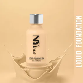 NY Bae Dewy Drops Liquid Foundation | Natural | Full Coverage | Smooth & Light | Easily Blendable | Very Fair Skin Tone | Cool Undertone - White Coffee 8 (30 ml) 