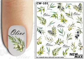 Olive Branches Waterslide Nail Decals
