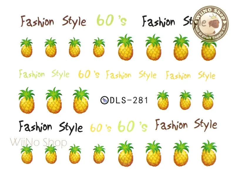 Pineapple Water Slide Nail Art Decals - 1pc (DLS-281)