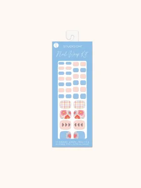 Plaid Blossoms Pedi Nail Wrap Kit