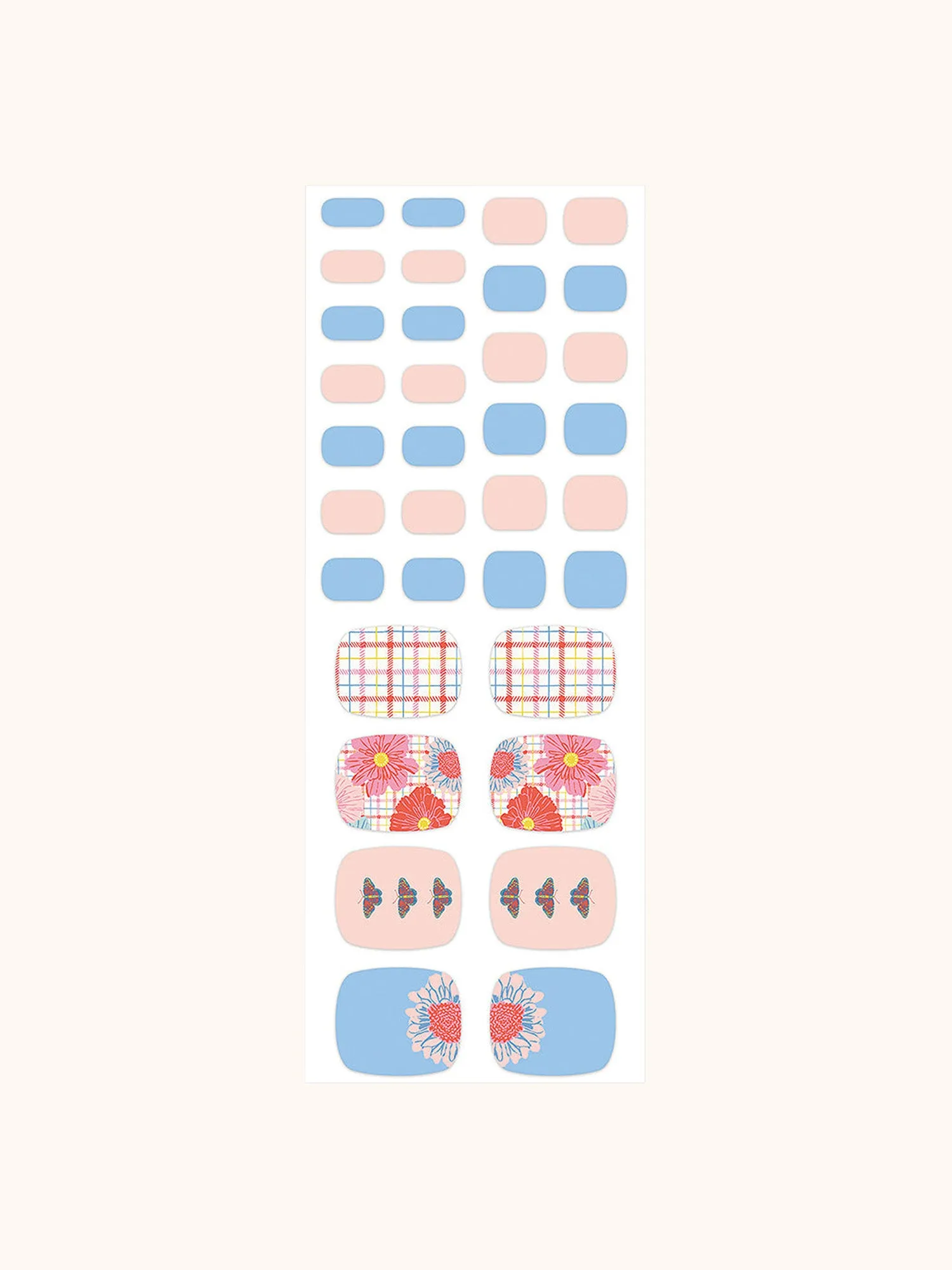 Plaid Blossoms Pedi Nail Wrap Kit