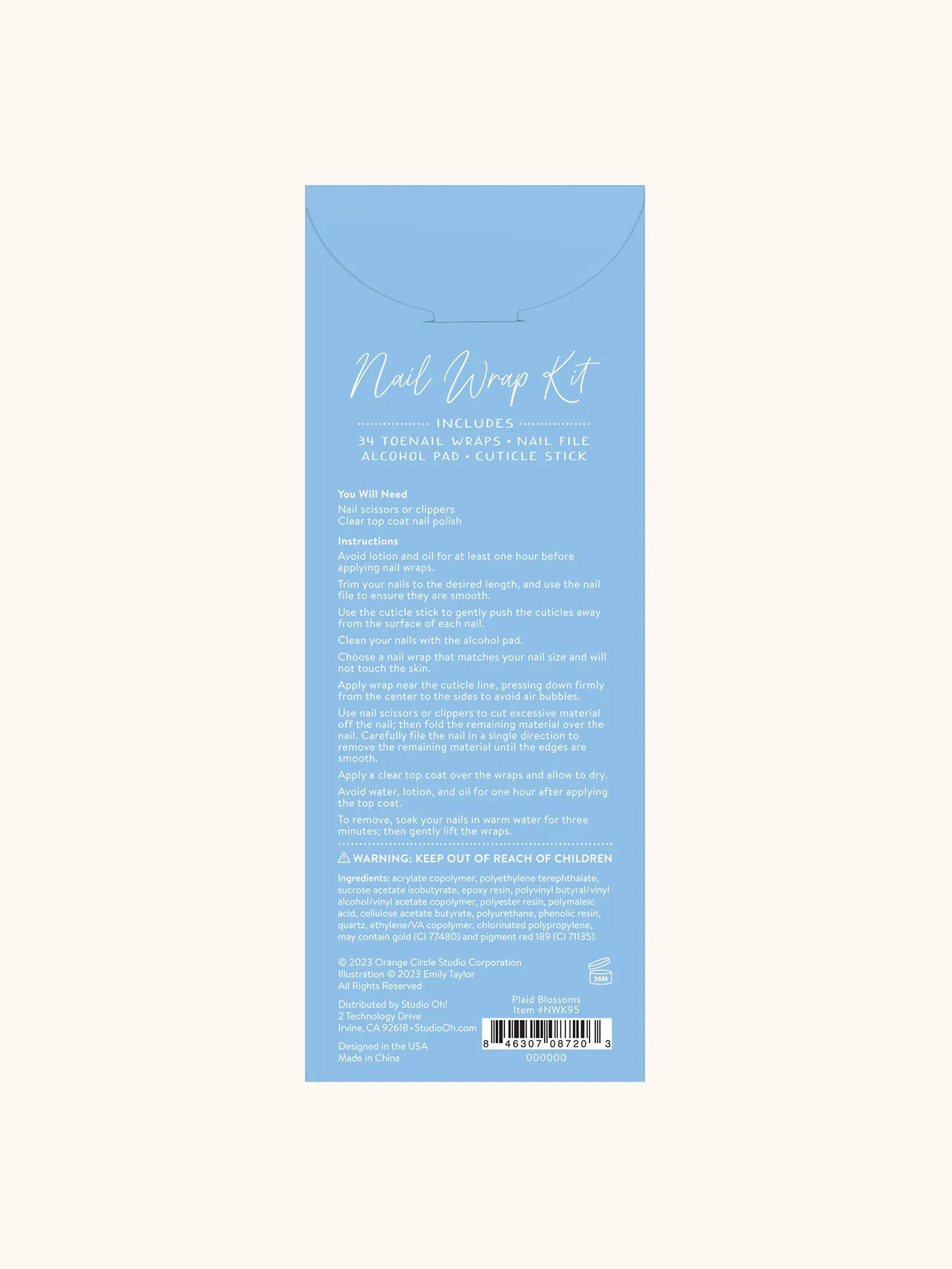 Plaid Blossoms Pedi Nail Wrap Kit